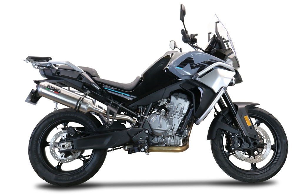 Exhaust compatible with Cf Moto 800 Mt Touring 2025-2026, Satinox , Slip-on exhaust including removable db killer and link pipe, EPA-compliant 