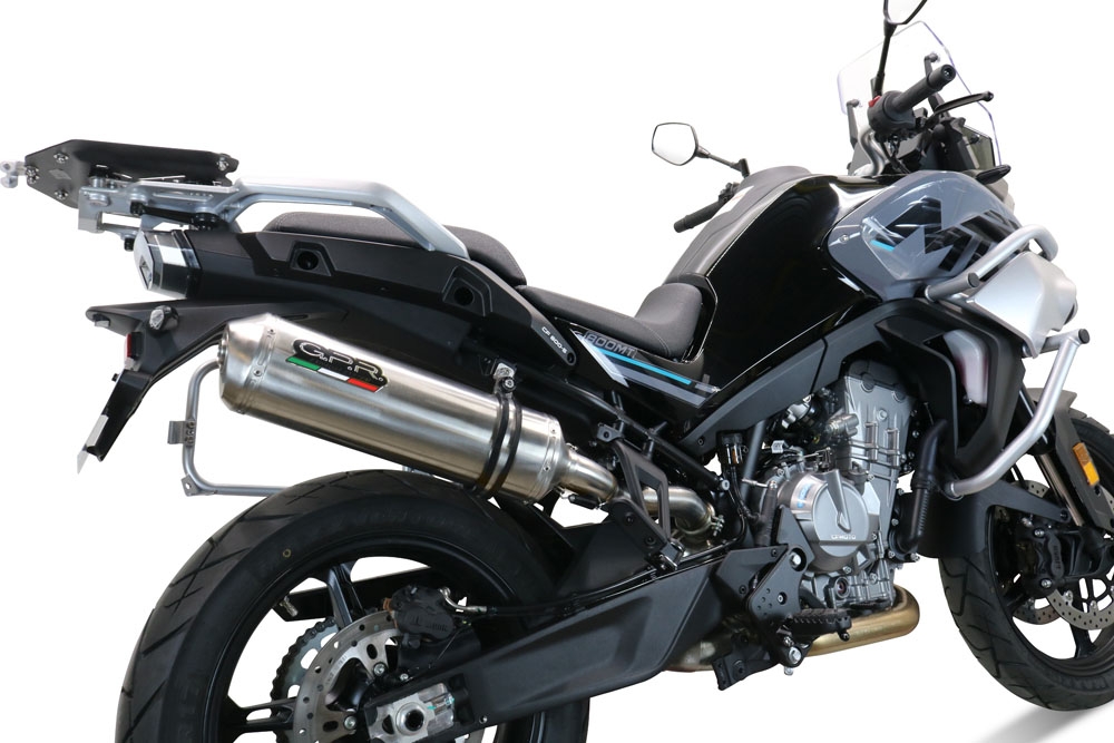 Exhaust compatible with Cf Moto 800 Mt Touring 2025-2026, Satinox , Slip-on exhaust including removable db killer and link pipe, EPA-compliant 