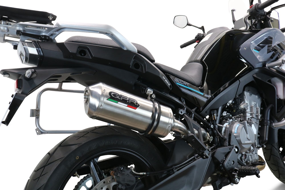 Exhaust compatible with Cf Moto 800 Mt Touring 2025-2026, Satinox , Slip-on exhaust including removable db killer and link pipe, EPA-compliant 