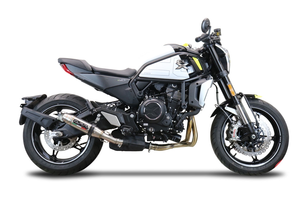GPR exhaust compatible with Cf Moto 700 CL-X Heritage  2022-2024, Deeptone Inox, Slip-on exhaust including removable db killer and link pipe, EPA-compliant 