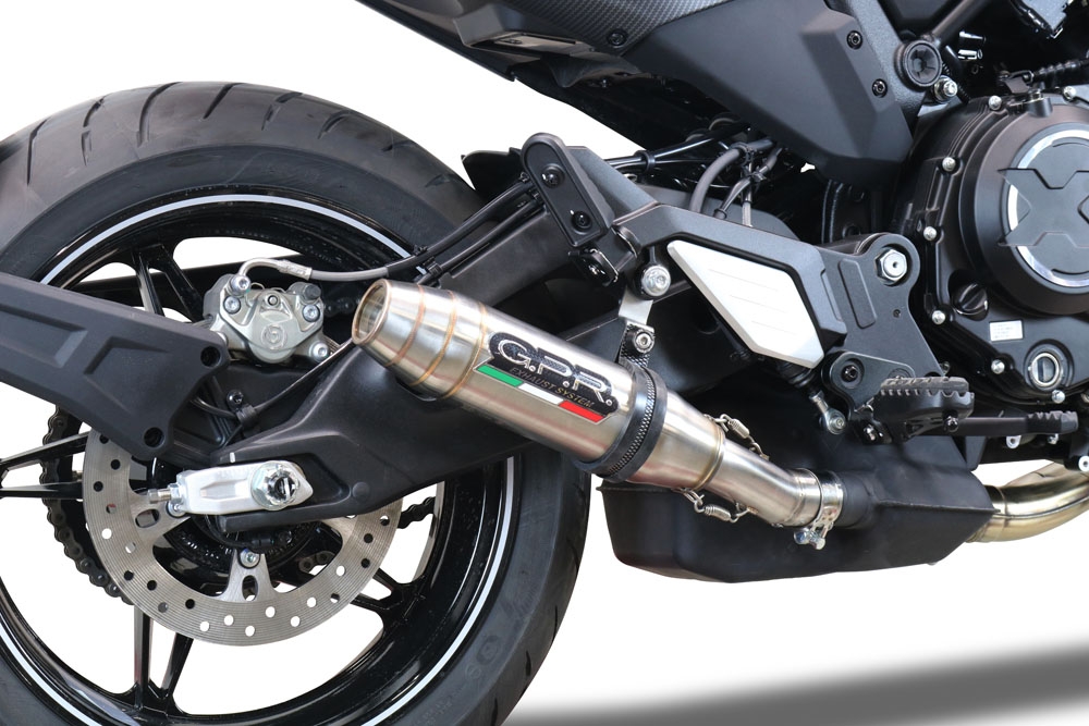 GPR exhaust compatible with Cf Moto 700 CL-X Heritage  2022-2024, Deeptone Inox, Slip-on exhaust including removable db killer and link pipe, EPA-compliant 