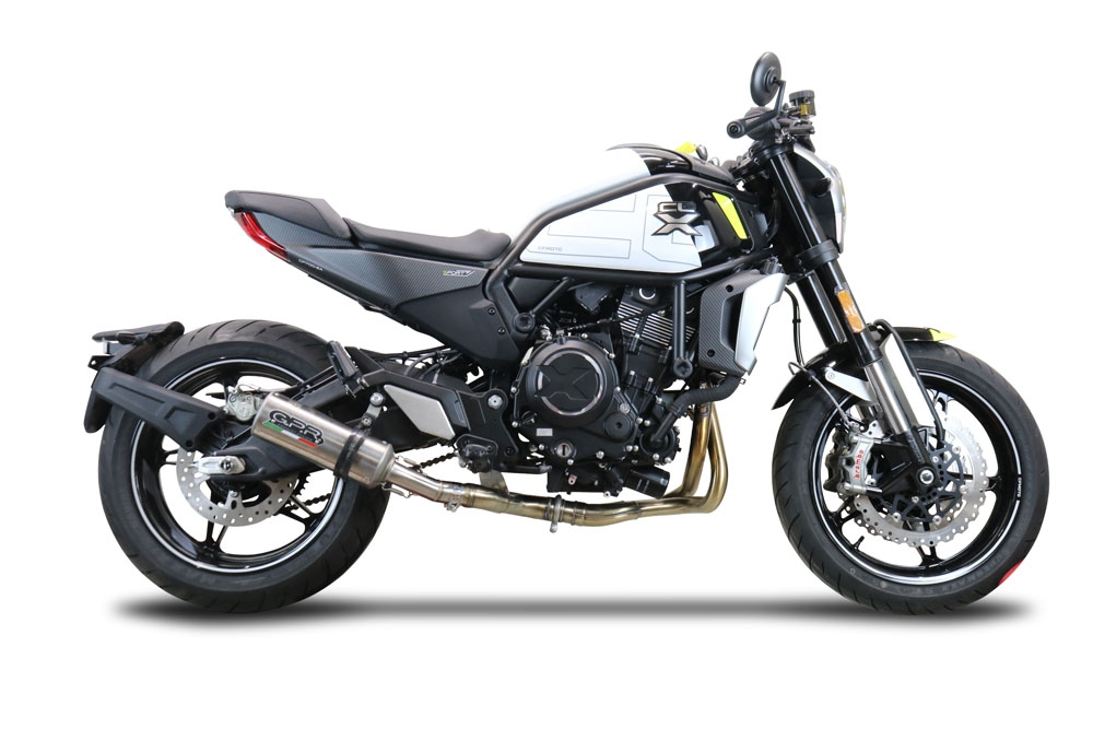 Exhaust compatible with Cf Moto 700 CL-X Adv 2022-2024, M3 Titanium Natural, Mid-Full system exhaust including removable db killer 