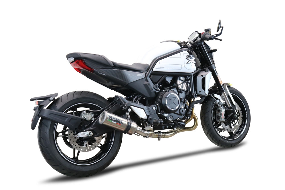 Exhaust compatible with Cf Moto 700 CL-X Adv 2022-2024, M3 Titanium Natural, Mid-Full system exhaust including removable db killer 
