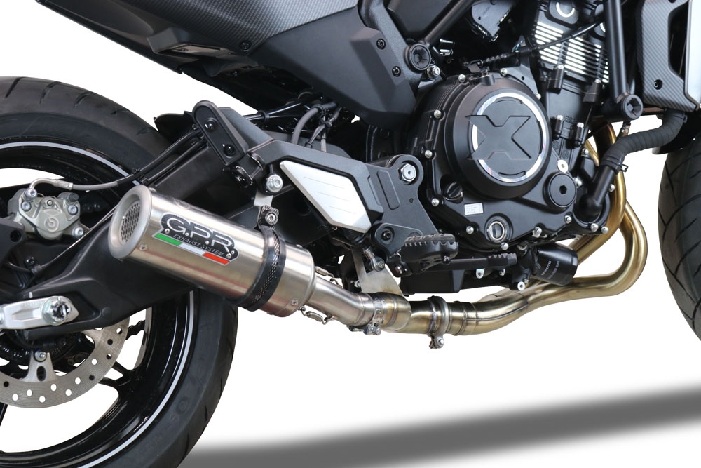 Exhaust compatible with Cf Moto 700 CL-X Adv 2022-2024, M3 Titanium Natural, Mid-Full system exhaust including removable db killer 