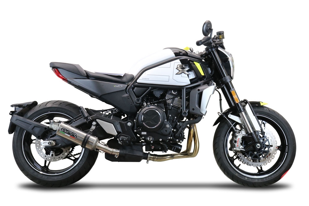 GPR exhaust compatible with Cf Moto 700 CL-X Adv 2022-2024, M3 Titanium Natural, Slip-on exhaust including removable db killer and link pipe, EPA-compliant 