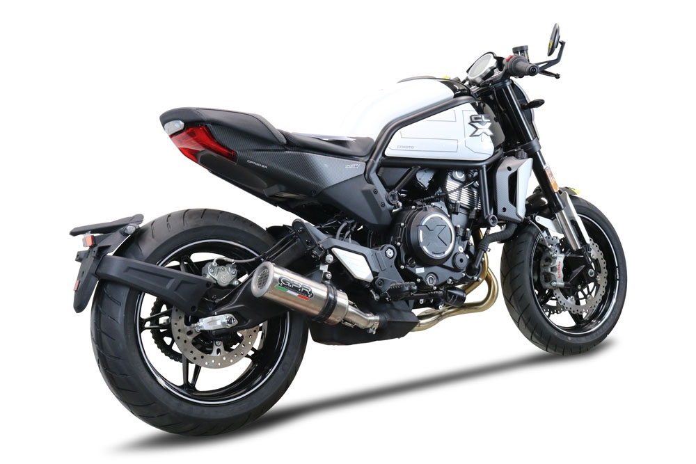 GPR exhaust compatible with Cf Moto 700 CL-X Adv 2022-2024, M3 Titanium Natural, Slip-on exhaust including removable db killer and link pipe, EPA-compliant 