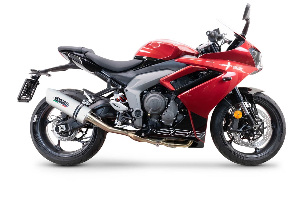 Exhaust compatible with Triumph Daytona 660 2023-2025, Albus Ceramic, Full system exhaust, including removable db killer 