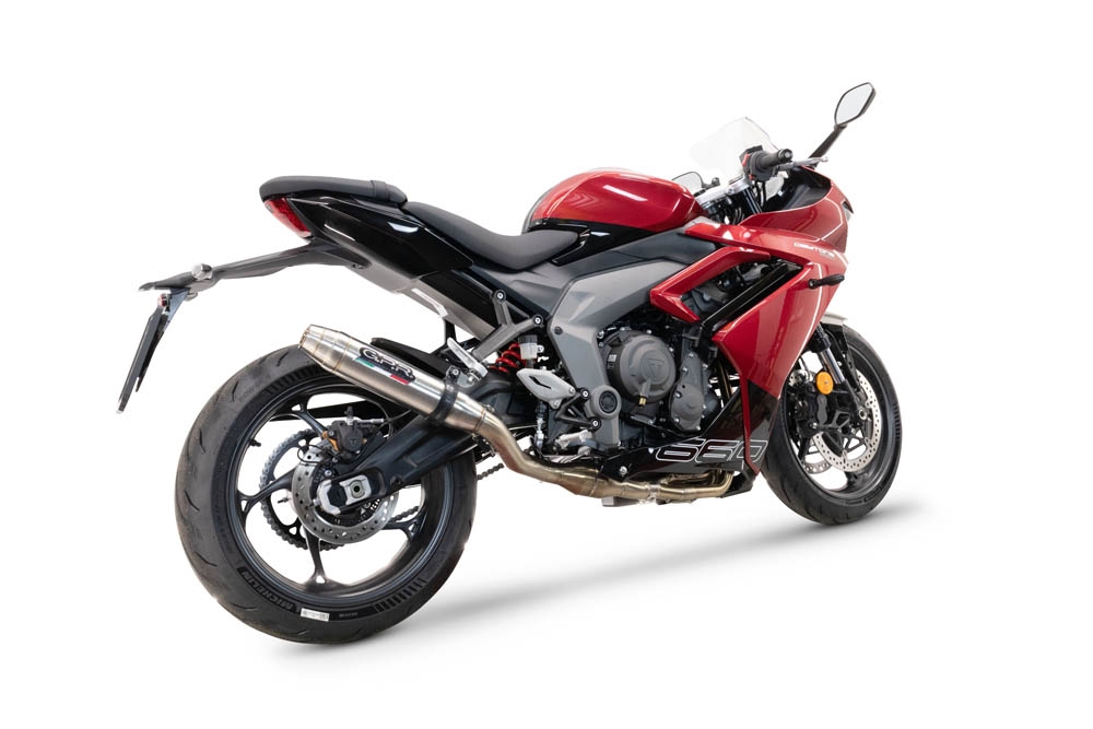 Exhaust compatible with Triumph Daytona 660 2023-2025, Deeptone Inox, Full system exhaust, including removable db killer 