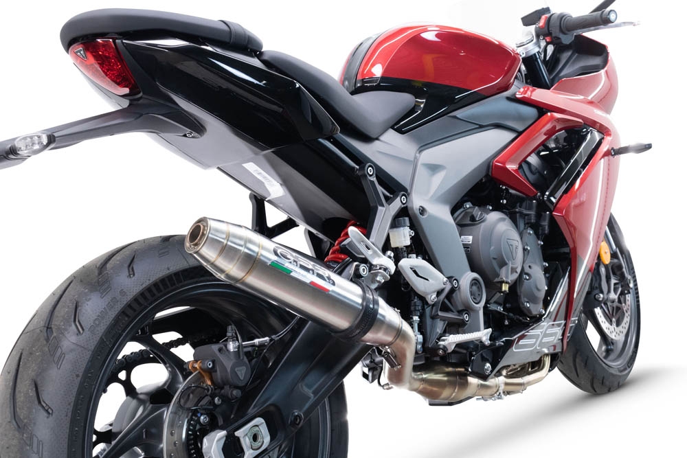 Exhaust compatible with Triumph Daytona 660 2023-2025, Deeptone Inox, Full system exhaust, including removable db killer 