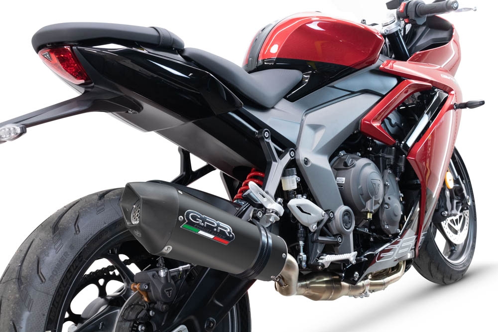 GPR exhaust compatible with  Triumph Daytona 660 2023-2025, New Grand Prix Evo Black Titanium, Full system exhaust including removable db killer and catalyst, EPA-compliant 