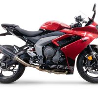 GPR exhaust compatible with  Triumph Daytona 660 2023-2025, M3 Black Titanium, Full system exhaust including removable db killer and catalyst, EPA-compliant 