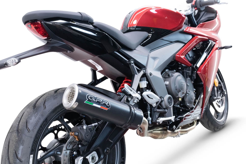 GPR exhaust compatible with  Triumph Daytona 660 2023-2025, M3 Black Titanium, Full system exhaust including removable db killer and catalyst, EPA-compliant 