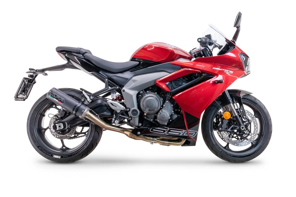 Exhaust compatible with Triumph Daytona 660 2023-2025, M3 Black Titanium, Full system exhaust, including removable db killer 
