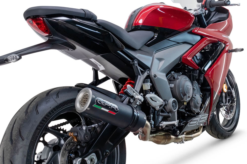 Exhaust compatible with Triumph Daytona 660 2023-2025, M3 Black Titanium, Full system exhaust, including removable db killer 