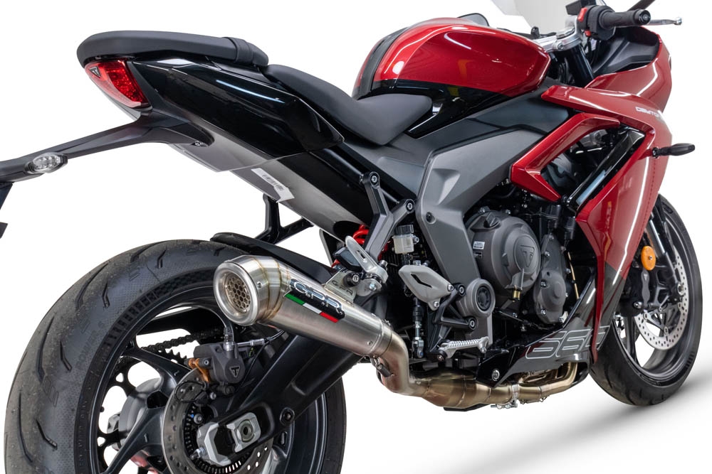 Exhaust compatible with Triumph Daytona 660 2023-2025, Powercone Evo, Full system exhaust, including removable db killer 
