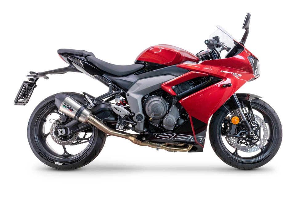 Exhaust compatible with Triumph Daytona 660 2023-2025, Gpe Ann. titanium, Full system exhaust, including removable db killer 