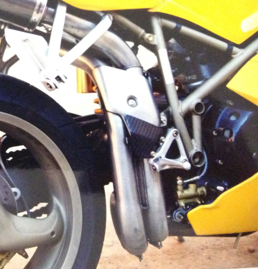 Exhaust compatible with Ducati 748 - S - SP - SPS - R - RS 1995-2002, M3 Titanium Natural, Mid-full system exhaust including dual silencers, with removable db killer 