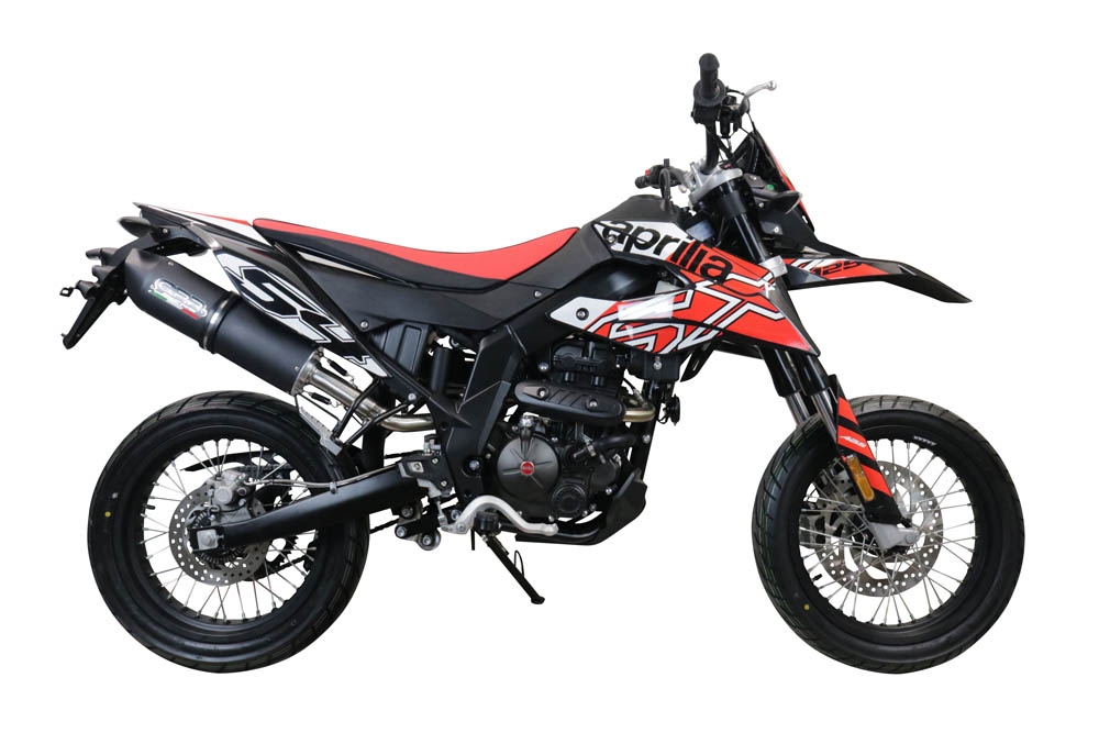 Exhaust compatible with Aprilia Sx 125 2021-2024, Furore Evo4 Nero, Slip-on exhaust including link pipe and removable db killer 
