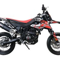 Exhaust compatible with Aprilia Sx 125 2021-2024, Furore Evo4 Nero, Slip-on exhaust including link pipe and removable db killer 