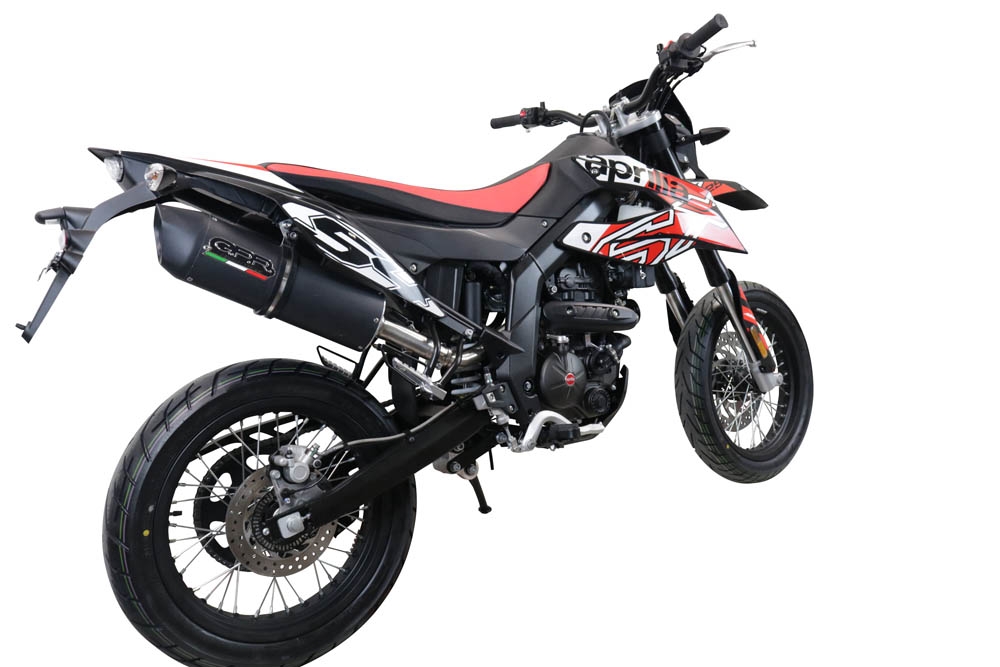 Exhaust compatible with Aprilia Sx 125 2021-2024, Furore Evo4 Nero, Slip-on exhaust including link pipe and removable db killer 