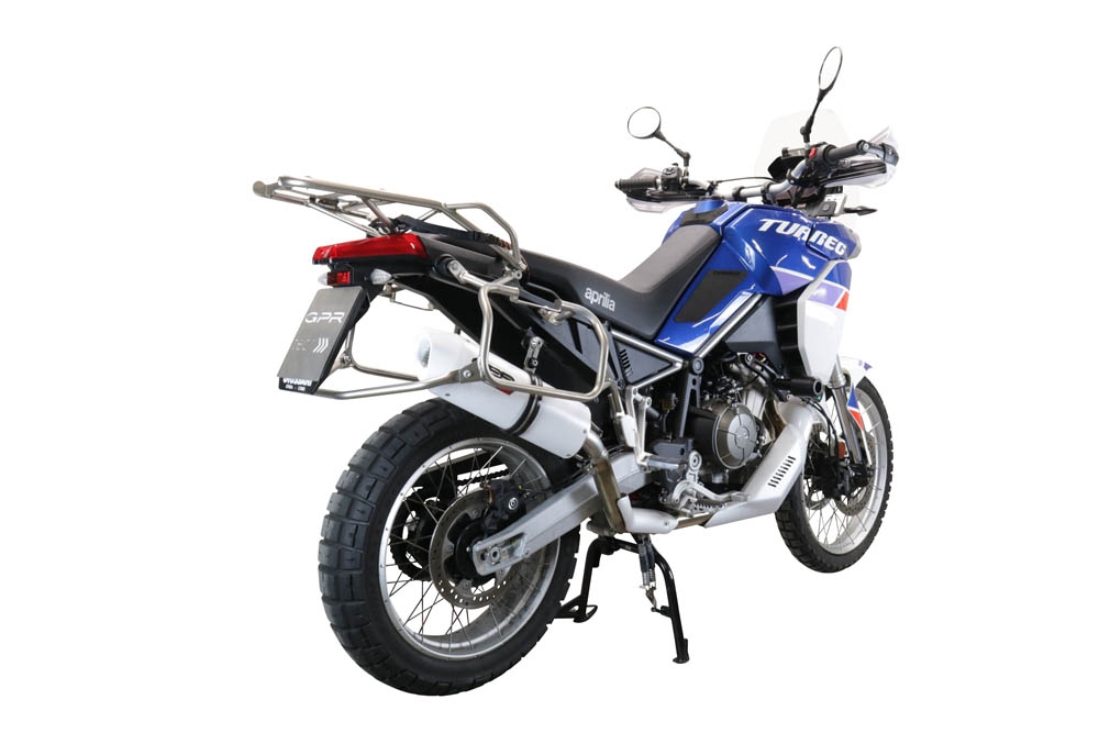 Exhaust compatible with Aprilia Tuareg 660 2021-2024, Albus Evo4, Slip-on exhaust including removable db killer and link pipe 