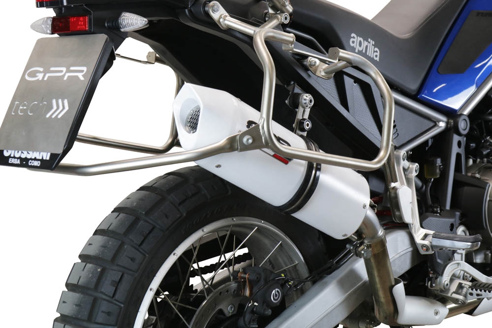 Exhaust compatible with Aprilia Tuareg 660 2021-2024, Albus Evo4, Slip-on exhaust including removable db killer and link pipe 
