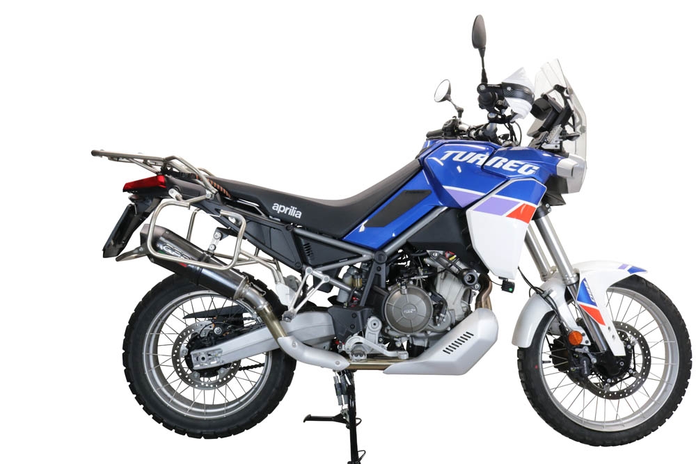 Exhaust compatible with Aprilia Tuareg 660 2021-2024, GP Evo4 Poppy, Slip-on exhaust including removable db killer and link pipe 