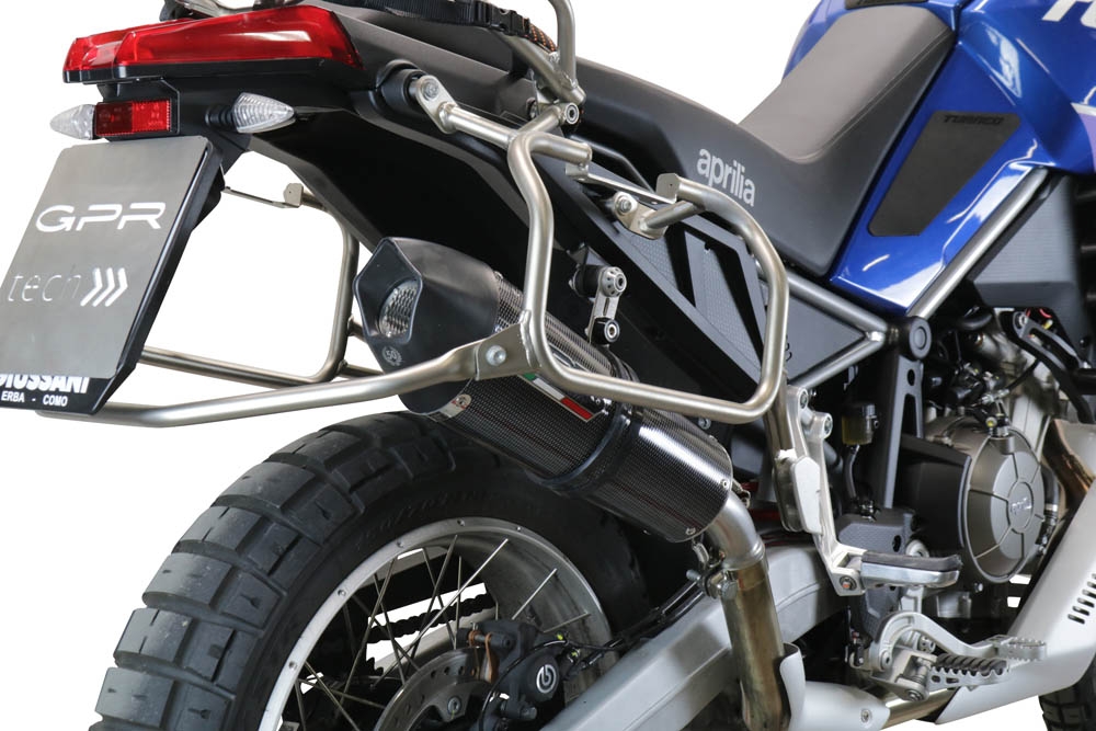 Exhaust compatible with Aprilia Tuareg 660 2021-2024, GP Evo4 Poppy, Slip-on exhaust including removable db killer and link pipe 