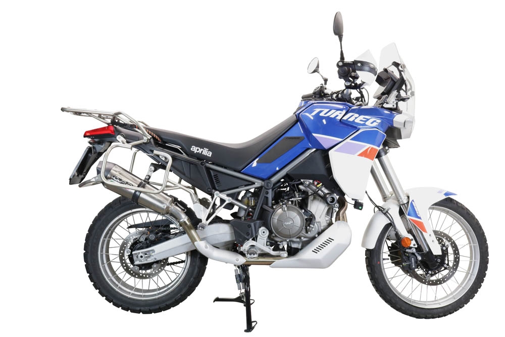 Exhaust compatible with Aprilia Tuareg 660 2021-2024, GP Evo4 Titanium, Slip-on exhaust including removable db killer and link pipe 