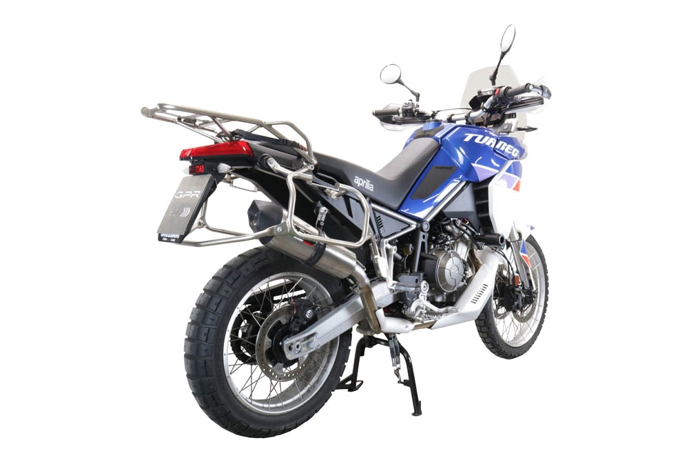 Exhaust compatible with Aprilia Tuareg 660 2021-2024, GP Evo4 Titanium, Slip-on exhaust including removable db killer and link pipe 
