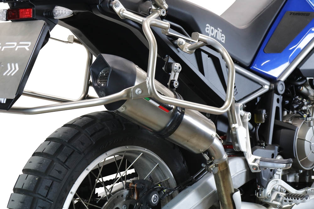 Exhaust compatible with Aprilia Tuareg 660 2021-2024, GP Evo4 Titanium, Slip-on exhaust including removable db killer and link pipe 