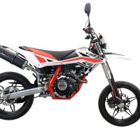 Exhaust compatible with Beta RR 125 4T Motard 2021-2024, Furore Evo4 Nero, Slip-on exhaust including link pipe and removable db killer 