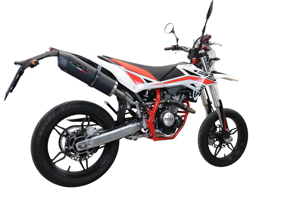 Exhaust compatible with Beta RR 125 4T Motard 2021-2024, Furore Evo4 Nero, Slip-on exhaust including link pipe and removable db killer 