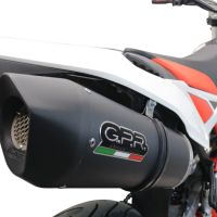 Exhaust compatible with Beta RR 125 4T Motard 2021-2024, Furore Evo4 Nero, Slip-on exhaust including link pipe and removable db killer 