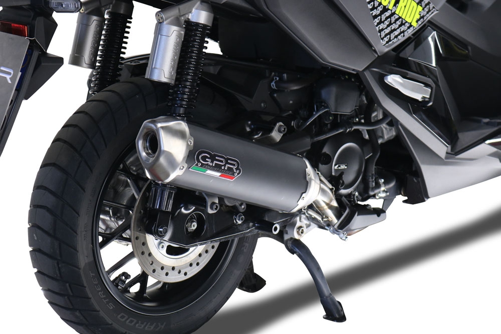 Exhaust compatible with Honda Forza 350 2021-2024, Pentascooter, Slip-on exhaust including link pipe and removable db killer 