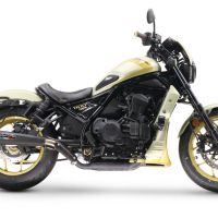 GPR escape compatible con  Honda Cmx 1100 Rebel 2021-2024, Ultracone Nero, Escape legal, homologado, silenciador con db killer desmontable y tubo de conexión específico 