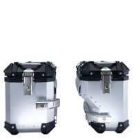 GPR TECH compatible con  Bmw R 1250 Gs Adventure 2019/2020 e4 Par de maletas laterales en aluminio con lado derecho contorneado, color plata con portaequipajes específico Capacidad 38 LT. + 32 LT.