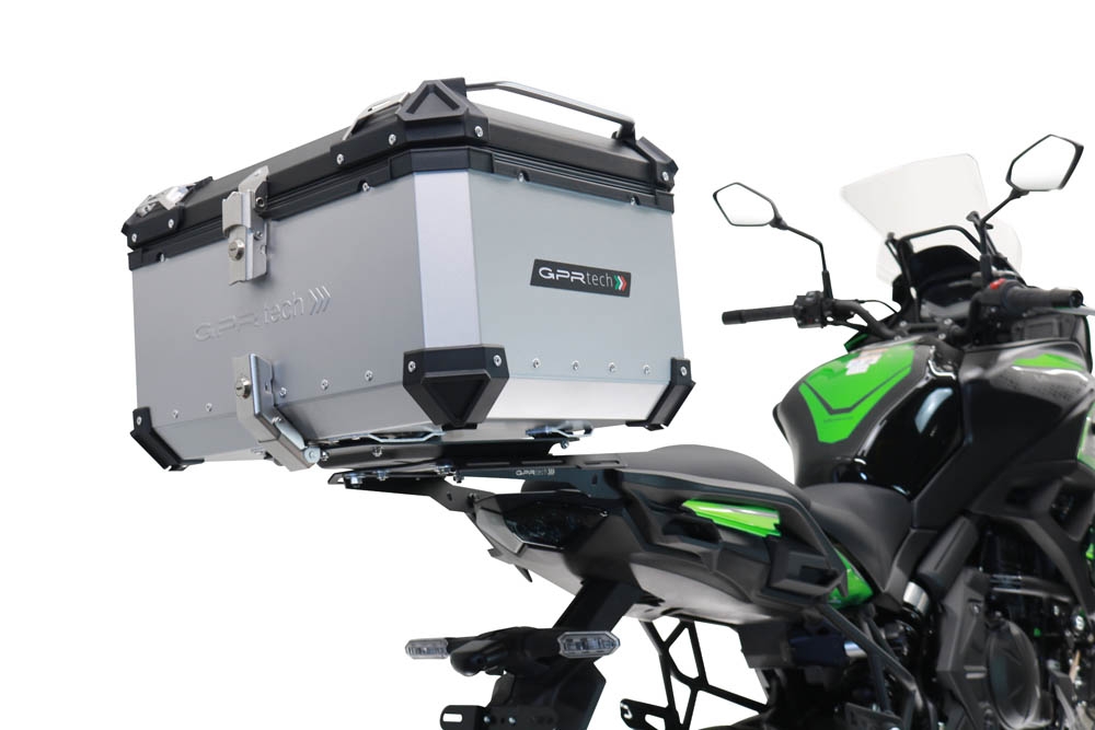 GPR TECH compatible with  Kawasaki Versys 650 2015/2016 e3 GPR TECH Top case in aluminum, silver color with specific plate included Capacity 55 LT.