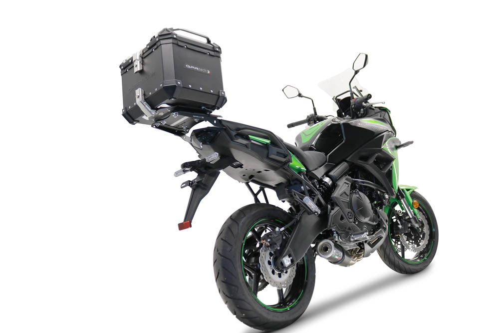 GPR TECH compatible with  Kawasaki Versys 650 2017/2020 e4 GPR TECH Top case in aluminum, black color with specific plate included Capacity 35 LT.