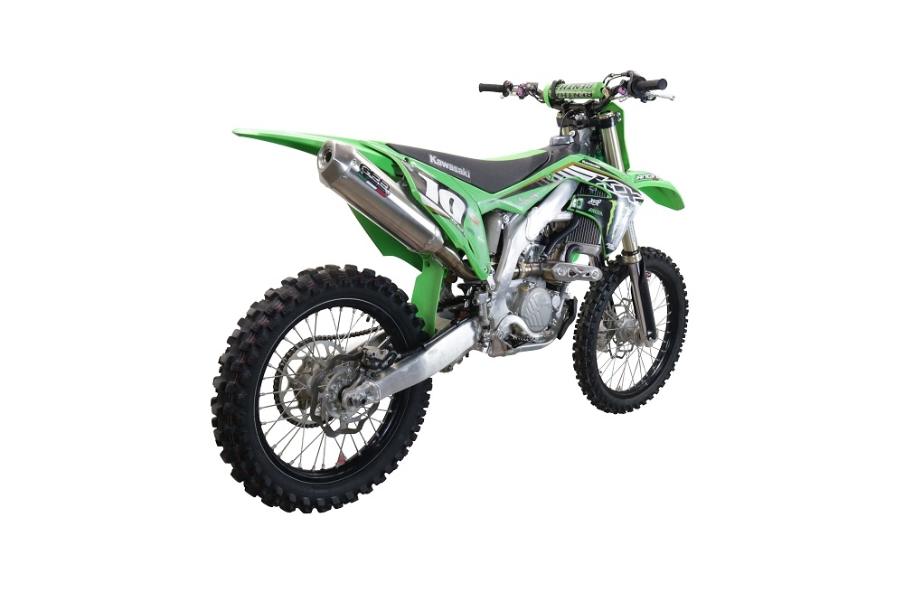 Exhaust compatible with Kawasaki KX250X 2021-2022, Pentacross Inox, Slip-on exhaust, including link pipe and removable db killer spark/arrestor 