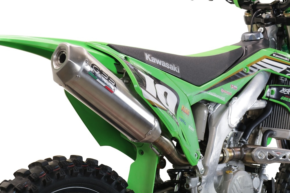 Exhaust compatible with Kawasaki KX250X 2021-2022, Pentacross Inox, Slip-on exhaust, including link pipe and removable db killer spark/arrestor 