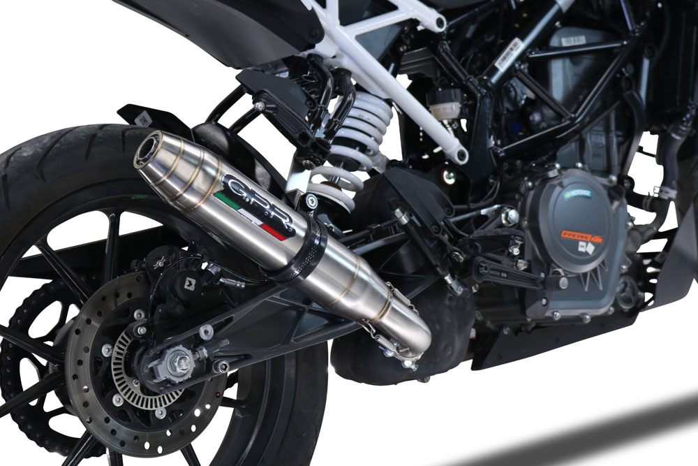 Exhaust compatible with Ktm 390 DUKE 2021-2024, Deeptone Inox, Slip-on exhaust including removable db killer and link pipe 