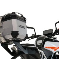 Baúl GPR TECH compatible con  Ktm Duke 125 2017/2020 e4 Baúl Alpi-Tech en aluminio color plata, incluye portaequipajes específico de aluminio y placa especifica de acero. Capacidad Litros 45