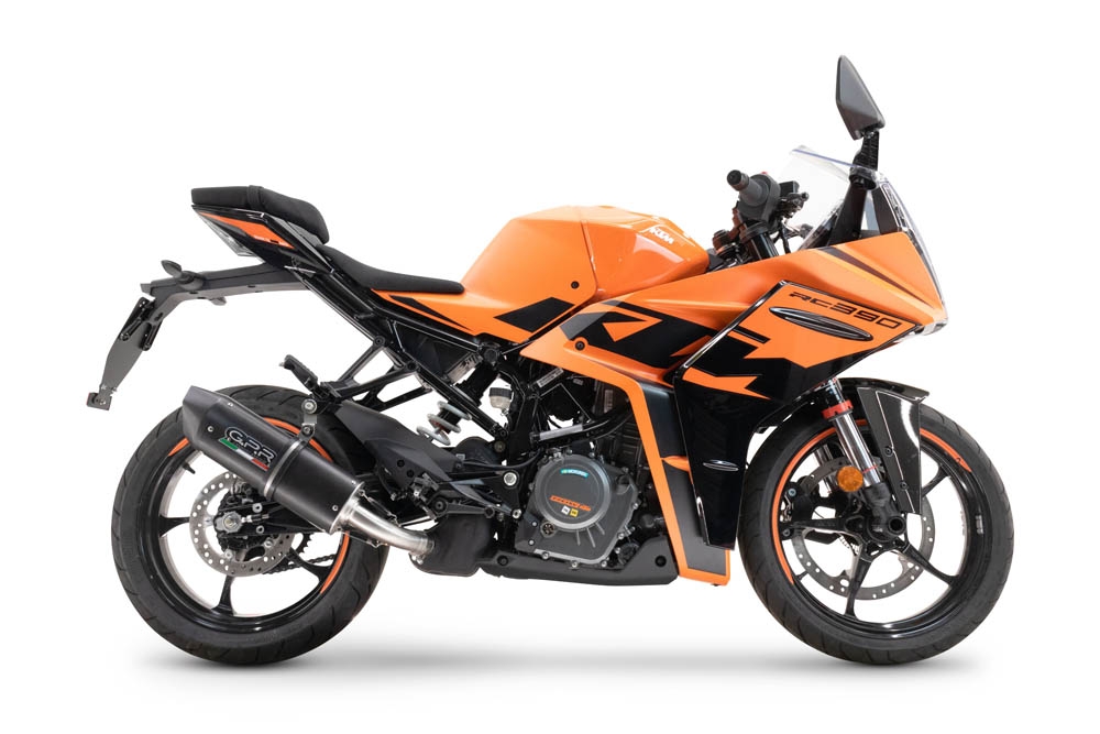 Exhaust compatible with Ktm RC 125 2021-2024, Furore Evo4 Nero, Slip-on exhaust including removable db killer and link pipe, EPA-compliant 