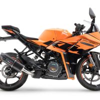 Exhaust compatible with Ktm RC 125 2021-2024, Furore Evo4 Nero, Slip-on exhaust including removable db killer and link pipe, EPA-compliant 