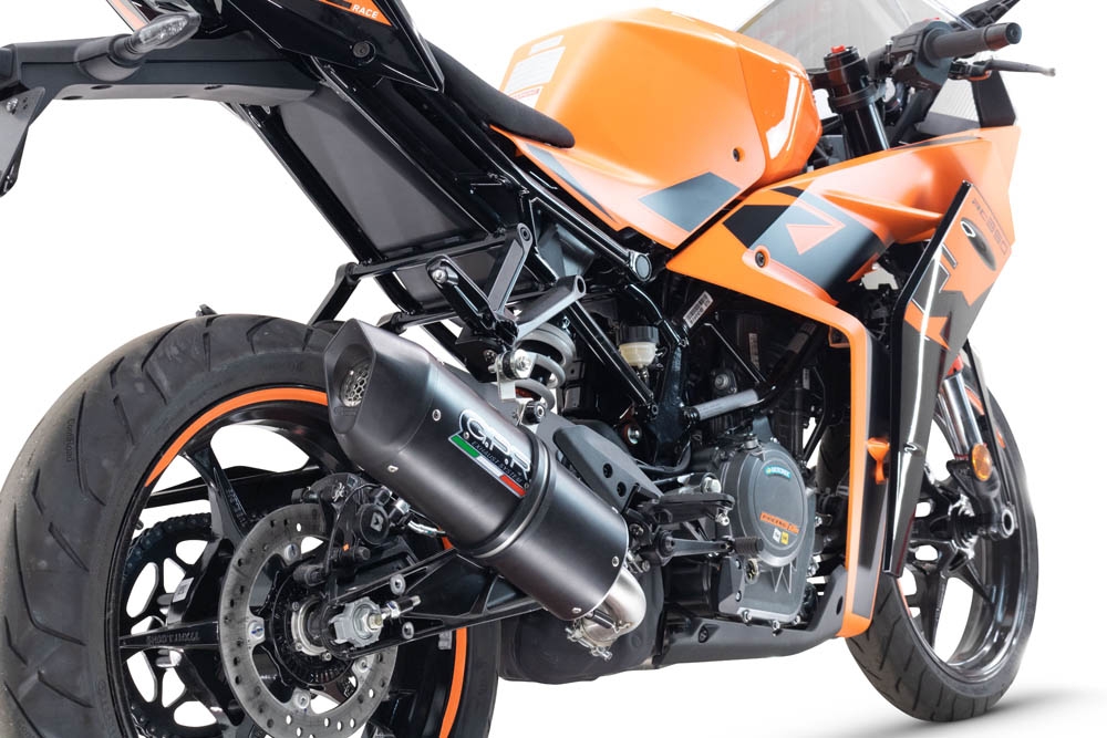Exhaust compatible with Ktm RC 125 2021-2024, Furore Evo4 Nero, Slip-on exhaust including removable db killer and link pipe, EPA-compliant 