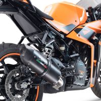 Exhaust compatible with Ktm RC 125 2021-2024, Furore Evo4 Nero, Slip-on exhaust including removable db killer and link pipe, EPA-compliant 