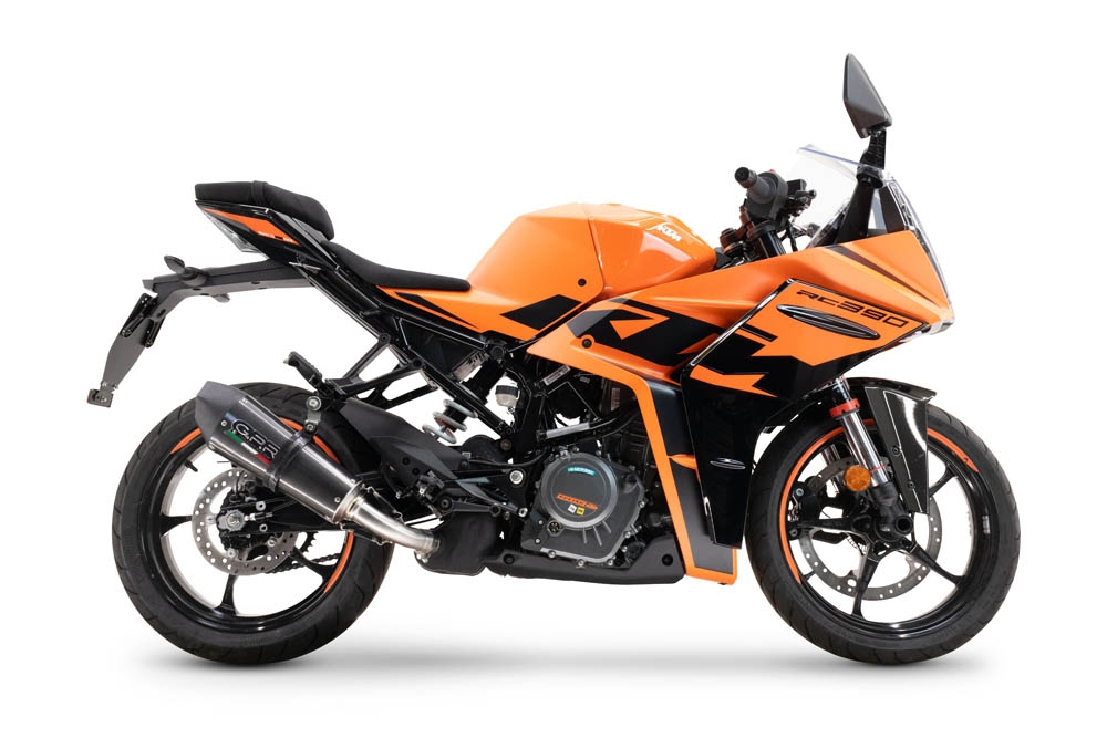Exhaust compatible with Ktm RC 390 2022-2024, GP Evo4 Titanium, Slip-on exhaust including removable db killer and link pipe 