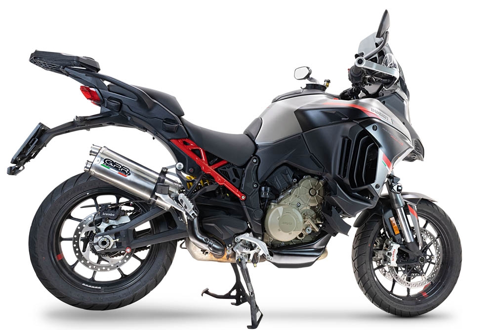 Exhaust compatible with Ducati Multistrada V4 Rally 2023-2024, Dual Inox, Slip-on exhaust including removable db killer and link pipe, EPA-compliant 