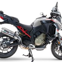 Exhaust compatible with Ducati Multistrada V4 Rally 2023-2024, Dual Inox, Slip-on exhaust including removable db killer and link pipe, EPA-compliant 